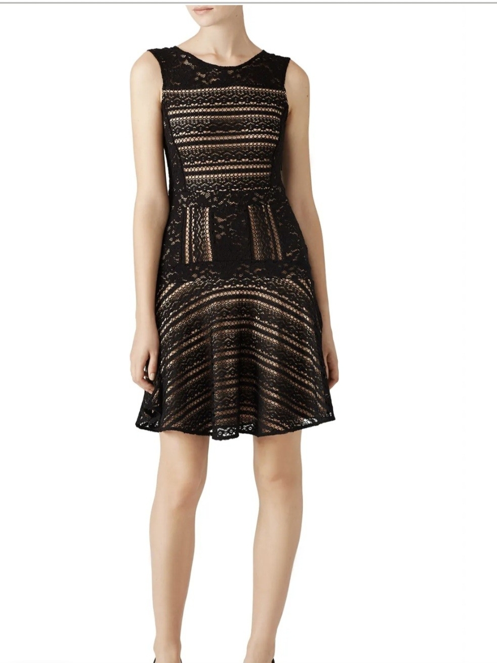 BCBGMAXAZRIA Black Lace Fit-and-Flare Dress